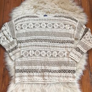 Gap vintage crochet sweater cream and tan